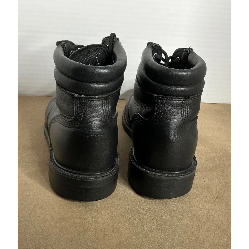 Men's Black Leather Work Boots – Lace‎ Up, Oil Resistant Sole, Size ~11/11.5